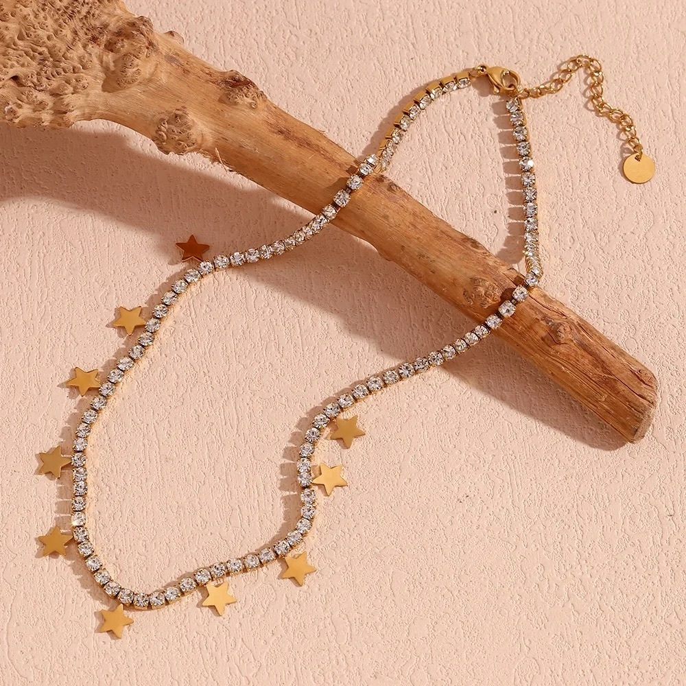Stainless steel 18k gold plated star necklace